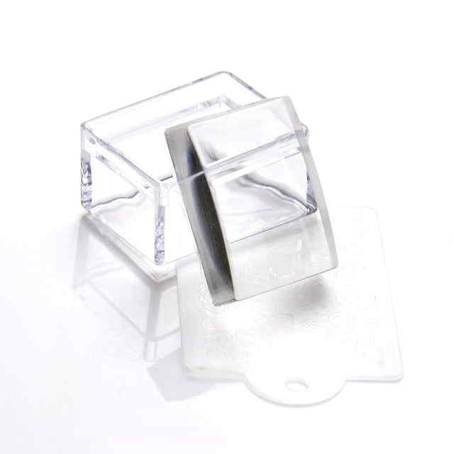 Juego de 2 sellos de silicona transparentes rectangulares para decoración de uñas Sello de silicona con raspador en forma de flor Disponible en 3 colores