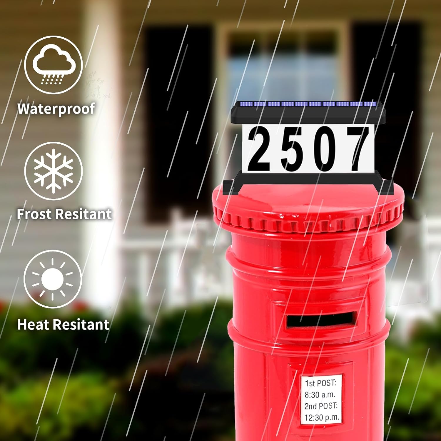 Solar Mailbox Numbers, Double sided Solar House Numbers for Outside, Waterproof RGBW Color Changing Remote Control, Lighted Modern Address Sign Solar Powered for Mailbox(solar rgbw)