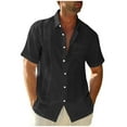 thumbnail image 2 of asdoklhq Clearance, 2023 Summer Fall Mens Tops Clearance under $5 Men's Button Trend Casual Shirts Cotton Linen Shirts Long Sleeve Shirts,Black XXL, 2 of 7