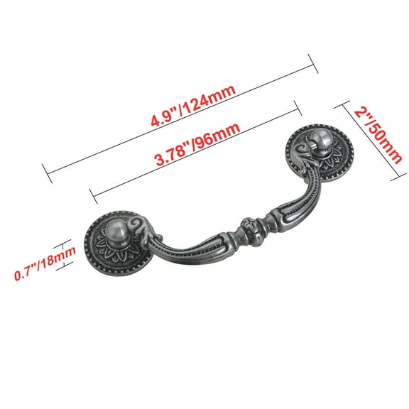 Utopia Alley Tipton Pull Handle - Decorative Cabinet Drop Pull Handles- Vintage Cabinet Hardware with Hand Finished Antique Iron - Metal Drawer Pull Handle, 3.78" Center to Center