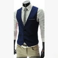 thumbnail image 4 of Three-button Korean Style Men's Slim-fit V-neck Suit Vest Men's British Business Fashion Suit Vest-Light gray-4XL, 4 of 4