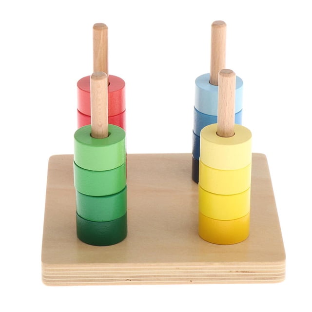 Juguete Para Niños Con De Apilamiento De 4 , Material Didáctico Montessori (juguetes De Desarrollo, 16 Piezas De ) CUTICAT Discos Montessori de madera