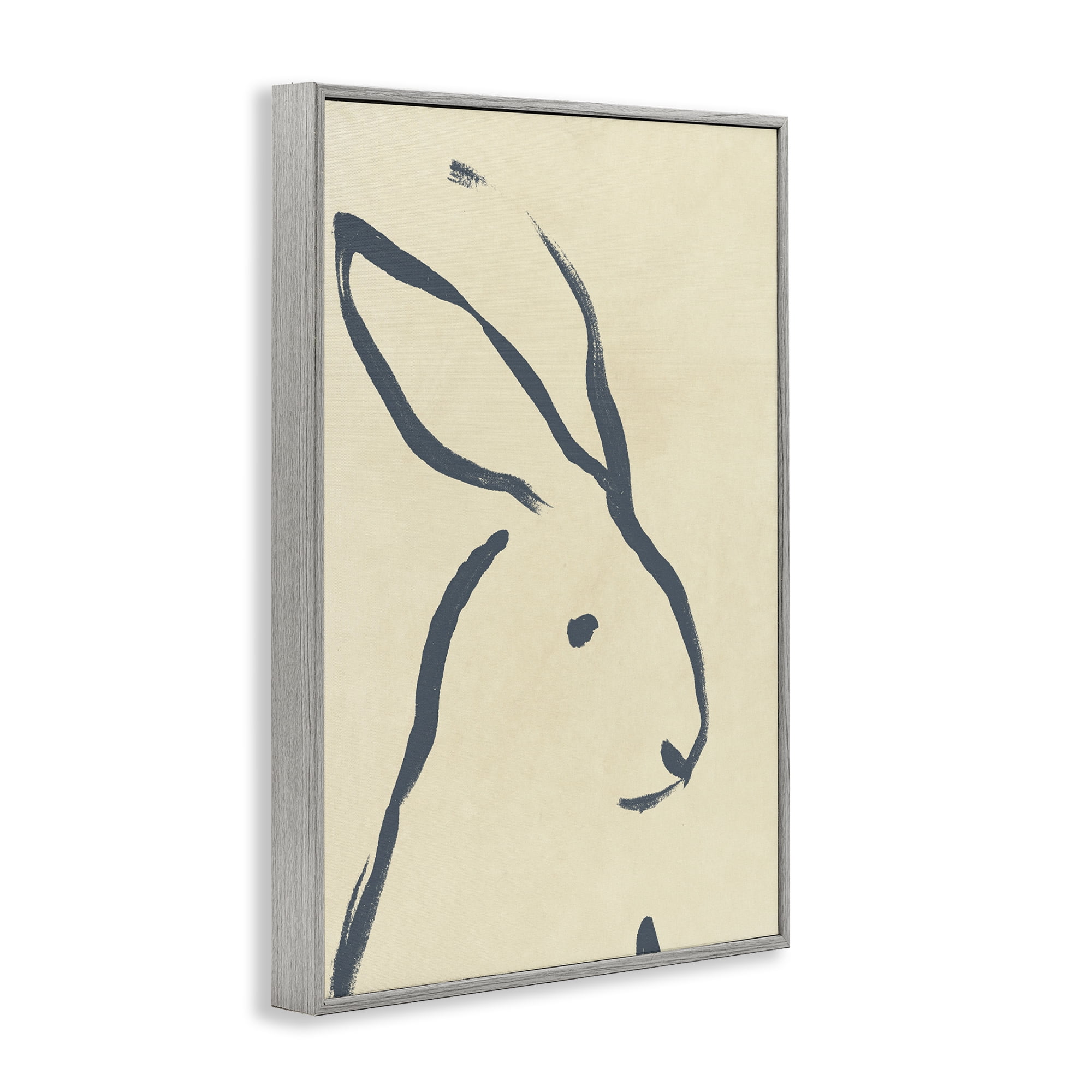 Stupell Industries Minimal Rabbit Doodle Animals & Insects Drawing Gray Framed Art Print Wall Art, 16 x 24