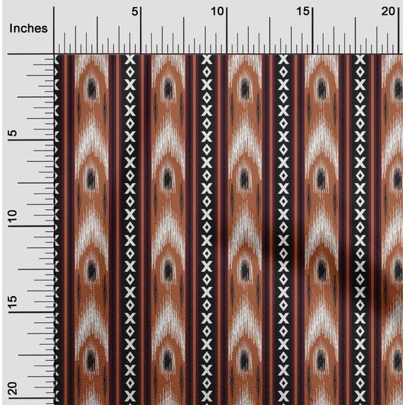 oneOone Georgette Viscose Fabric Stripe & Geometric Ikat Print Sewing Fabric BTY 42 Inch Wide