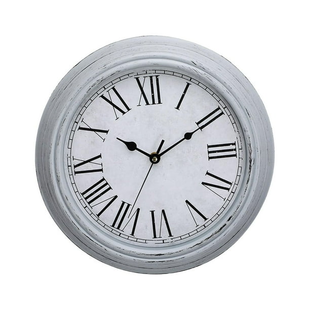 Reloj de pared vintage silencioso decorativo fácil de leer números romanos grandes de 12 pulgadas para Gris