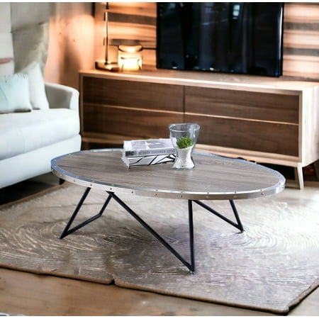 Allis Weathered Gray Oak & Metal Finish Coffee Table