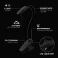 thumbnail image 2 of Energizer Lampe de Lecture à DEL Rechargeable, Lampe de Lecture à Pince avec Modes d'Éclairage Réglables, Noir, 2 of 8