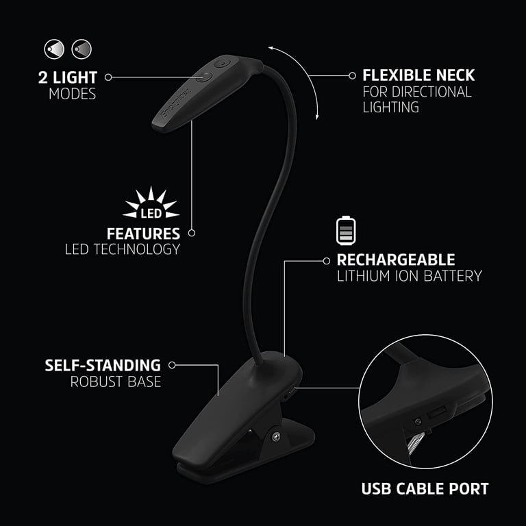 Rechargeable LED Clip-On Book Light with Flexible Neck photo 2