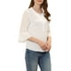 thumbnail image 4 of INSPIRAR CHIC Blusas de Chiffon con Mangas Acampanadas de 3/4 y Cuello con Lazo para Mujeres, Color Blanco, Talla S, 4 of 5