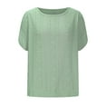 thumbnail image 4 of JGGSPWM Womens Summer Short Sleeve Scoop Neck Cold Shoulder Dressy Casual Blouse Tee Tops Green M, 4 of 6