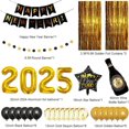 thumbnail image 2 of Suministros y decoraciones para fiestas de Nochevieja de 2025: globos de aluminio grandes, pancarta de Feliz Año Nuevo, cortinas de aluminio dorado, globos de confeti dorados y negros para, 2 of 6