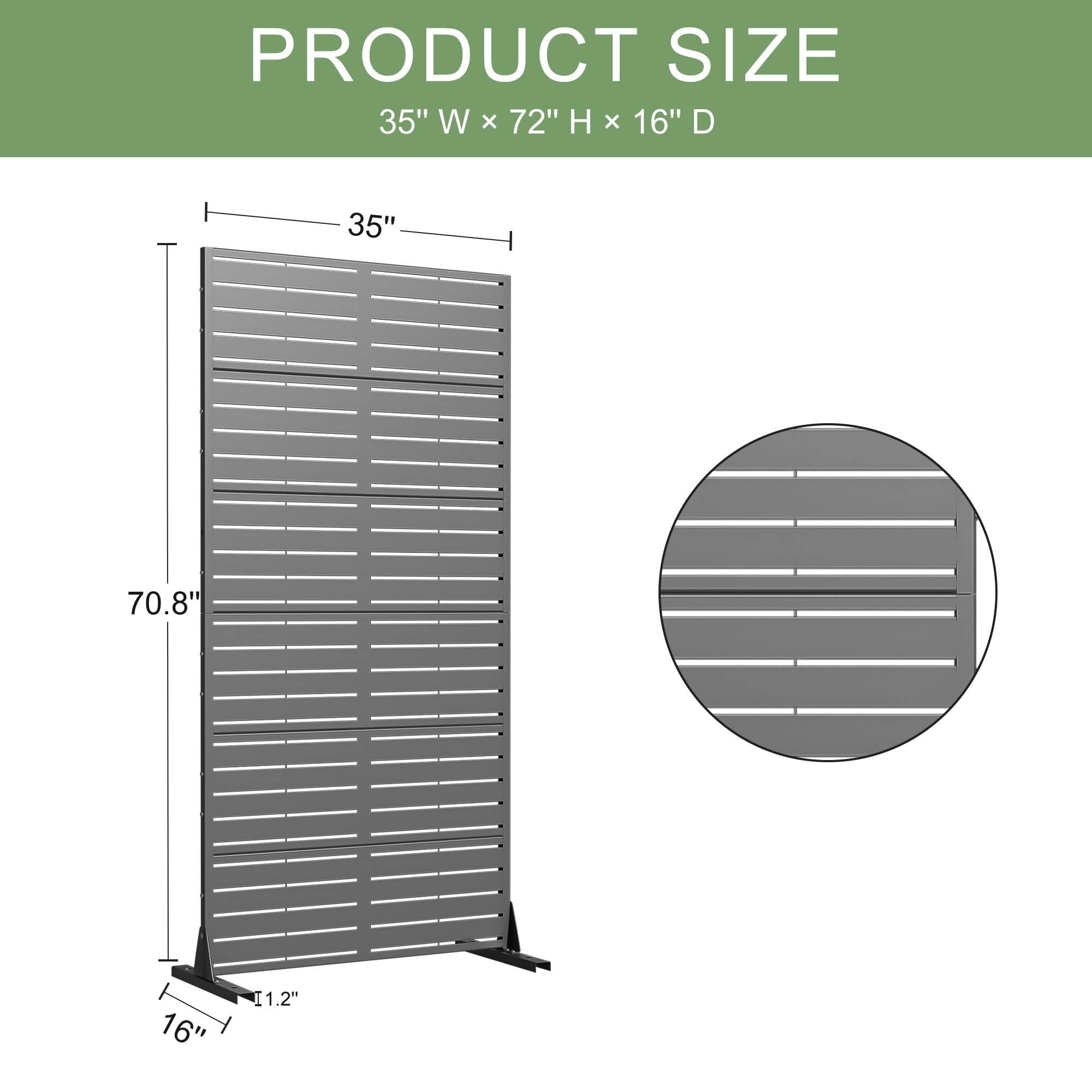 MAYEERTY 72x35x16 Inch Gray Louvered Galvanized Steel Privacy Screen, 6 Piece Set for Outdoor Street