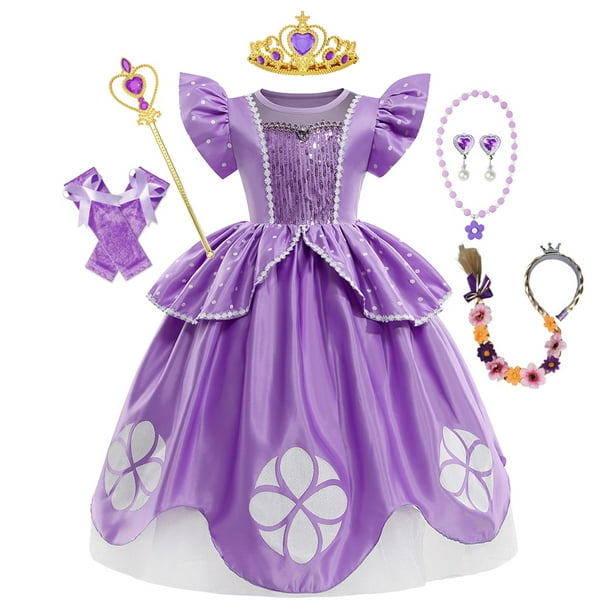 Sophia le premier Costume d'anime filles robe de princesse violet Floral  robe de bal enfants carnaval fête vêtements Sofia Cosplay Robes 