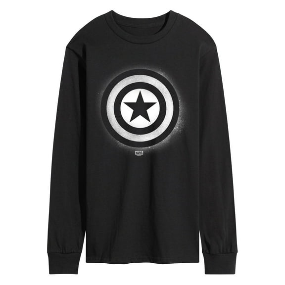 Marvel - Captain America Logo Spray Paint Graffiti - Men's Long Sleeve Graphic T-Shirt