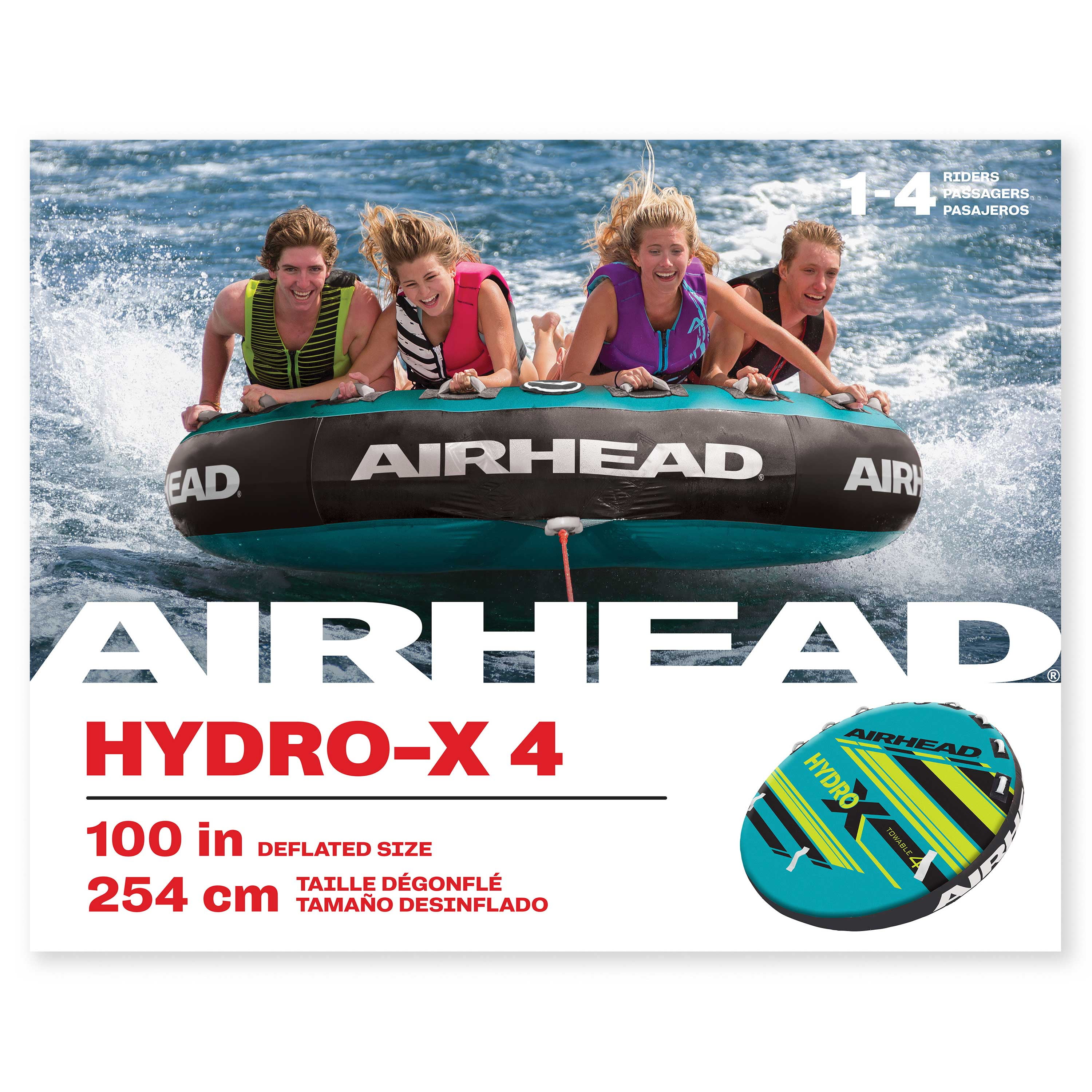 Airhead Hydro-X 4 Person Towable Tube, 690 lbs Max Weight