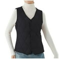 thumbnail image 2 of Aboser Women's Quilted Puffer Vest Plus Size Sleeveless Jacket Thermal Winter Waistcoat Solid Color V Neck Coat Ladies Button Down Padded Gilet, 2 of 5