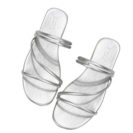 

OAVQHLG3B Wedge Sandals for Women Clearance Women s Fashion Gentle Versatile Flat Sole One Shoe And Two Flat Sandals