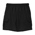 thumbnail image 4 of Aocisk Boys Cargo Shorts Spring Summer Street Leisure Sports Pocket Drawstring Stretch Waist Color Kids Shorts Black 11-12 Years, 4 of 6