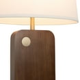 thumbnail image 5 of Laurel Table Lamp - Dark Walnut Wood Finish Weathered Brass White Linen Shade, 5 of 11