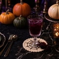 thumbnail image 4 of OCCOA Handcrafted Halloween Spider Web Coasters Set of 4 Absorbent Drink Mats with Gothic Design for Coffee Table Home Bar Party Decor Fall Home Accents, Beige, 4 of 6