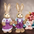 thumbnail image 2 of veasfak 1 paar Standing Straw Easter Rabbit Ornament Crafts Animal Photo Props Art Bunny C, 2 of 8