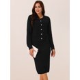 thumbnail image 3 of DARING DIVA Women's Winter Sweater Sets Cardigan and Midi Skirts M Black, 3 of 5