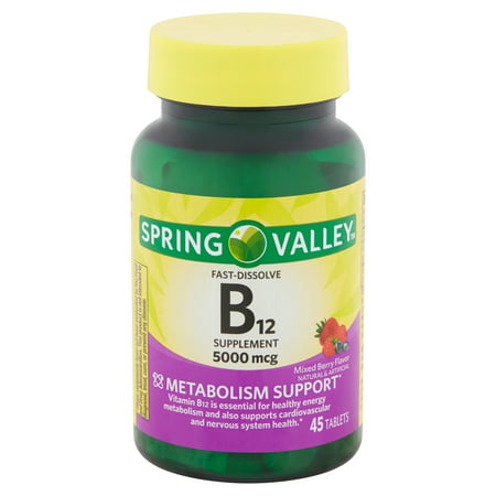 Spring Valley Fast-Dissolve B12 Supplement Tablets, 5000 mcg, 45 (Best Vitamin B Supplement Brand)