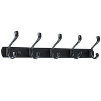 Unique Bargains Dual Wall Hook Zinc Alloy Hooks Coat Towel Holder Black Lacquer 5 Hooks