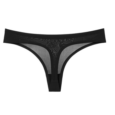 

Lady Solid Panty Black Hollow Out Thongs 1-Pack