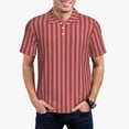 thumbnail image 3 of Balery Stripes Red White Printed Men’s Short Sleeve Polo Shirt, Midweight Men's Shirt,Golf Polo shirts -Small, 3 of 9