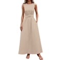 thumbnail image 4 of XuJwPNcy Dresses for Women Sleeveless Tie Front Aline Dress Round Neck Thin Maxi Dresses Ladies Summer Comfortable Clothes, 4 of 7