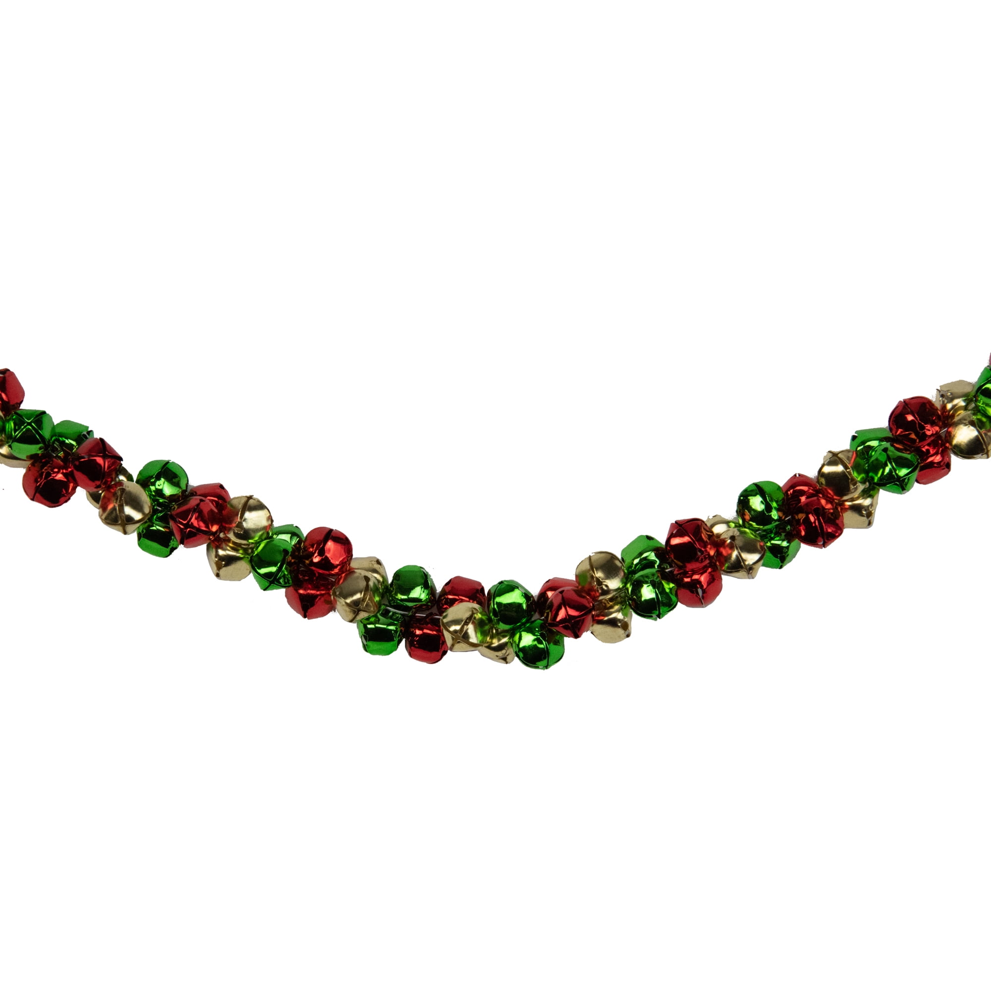 5' x 1" Green and Red Festive Jingle Bell Artificial Christmas Garland