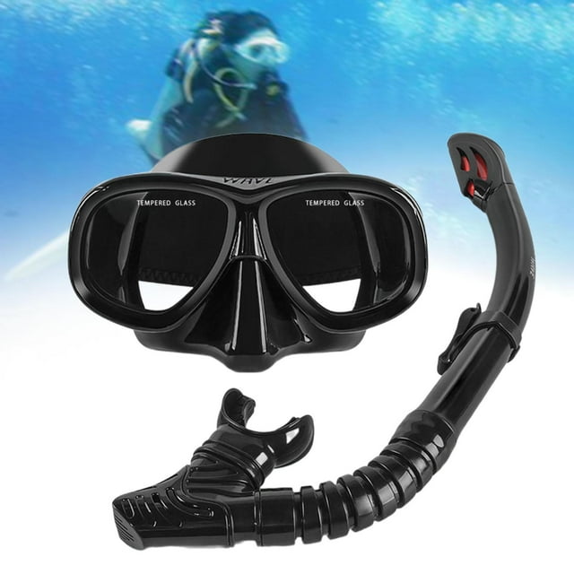 Equipo de snorkel para adultos, juego de snorkel, máscara de natación, gafas de buceo para Negro