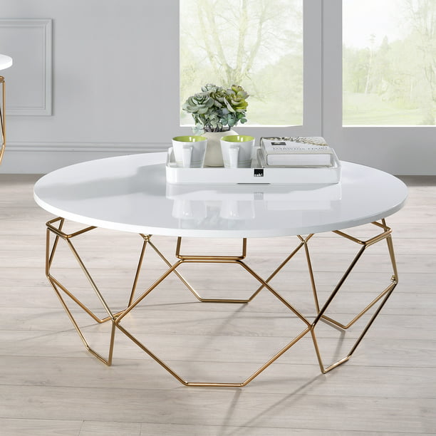 Furniture Of America Glaser, Modern Coffee Table White And Gold