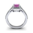 thumbnail image 3 of SuperJeweler 1 1/2 Carat Octagon Shape Created Pink Sapphire and Halo Diamond Ring In Sterling Silver For Women, 3 of 6