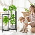 thumbnail image 7 of 4 Tier Plant Stand Indoor with Wheels, Metal Tiered Corner Flower Holder Shelf Outdoor for Large Pots, Tall Rolling Rack for Patio Porch Garden Balcony Living Room, Modern Black, 7 of 7