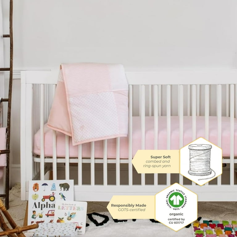 Burt s Bees Baby Fitted Crib Sheets Solid Color 100 Organic Cotton Crib Sheet for Standard Crib Toddler Mattresses 2 Pack Blossom White