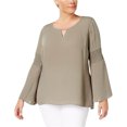 thumbnail image 1 of NY Collection Blusa sin mangas con fruncido para mujer, verde, 3X, 1 of 1