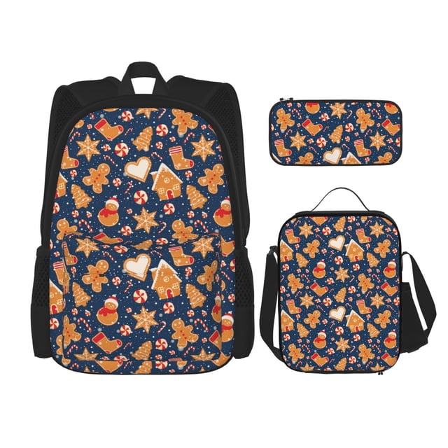 Fotbe Gingerbread Delights Set Escolar 3 en 1 para Niños - Mochila Duradera con Lonchera Aislante y Estuche para Lápices - Mochila Escolar para Niños y Niñas