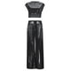 thumbnail image 5 of Conjunto de dos piezas para mujer con chaleco brillante y pantalones anchos: conjunto de top corto sin mangas y cuello redondo, tallas S-XXXXXL, 5 of 8