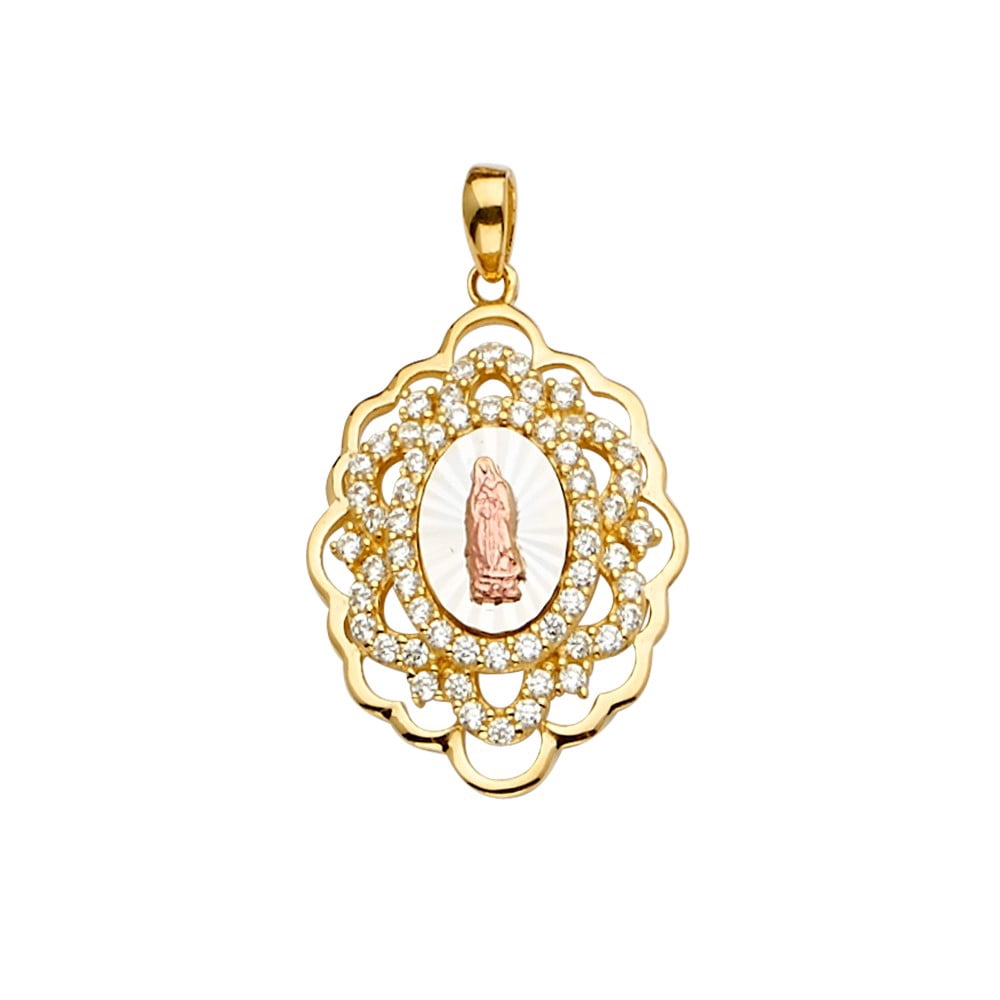 FB Jewels 14K White Yellow And Rose Tri Color Gold Cubic Zirconia CZ ...