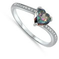 thumbnail image 4 of CHOOSE YOUR COLOR Multi-color CZ Promise Heart Ring .925 Sterling Silver Band Black Female Size 7, 4 of 4