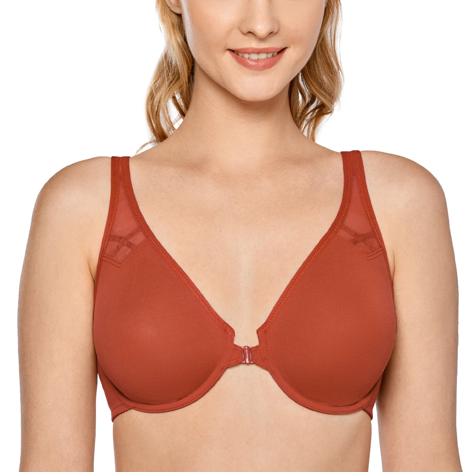 Delimira - DELIMIRA Women's Racerback Front Closure Plus Size Seamless Comfort Underwire Bra