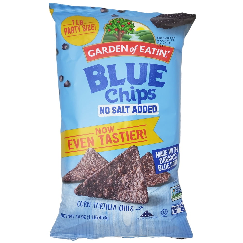 Garden of Eatin' Blue Corn Tortilla Chips No Salt Added 16 oz
