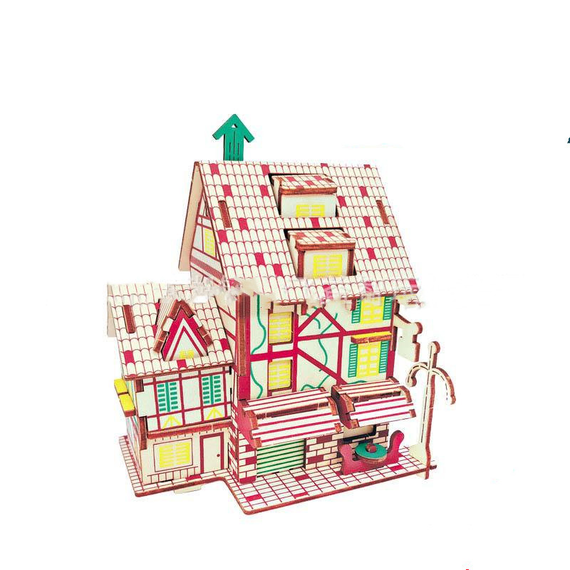 Toyella 3D solid wooden building block toy Coffee shop