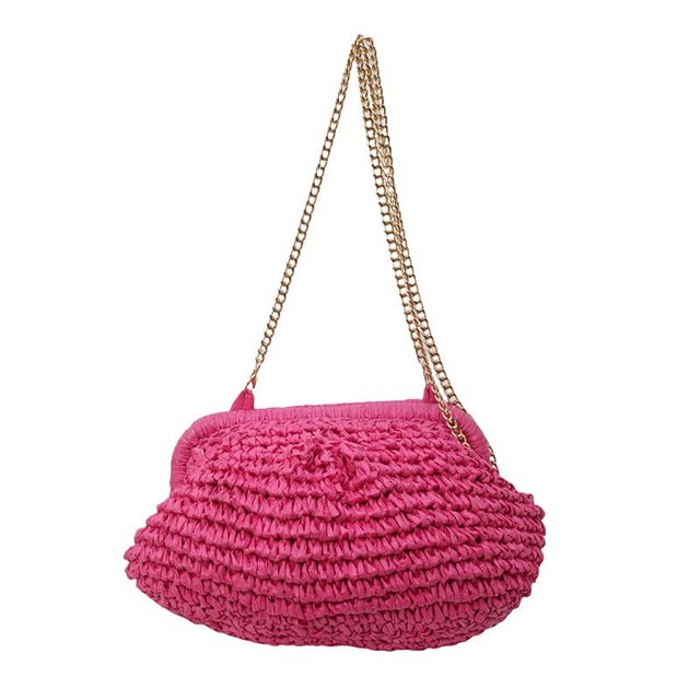 Bolso Tipo Cartera Tejido Mano Paja Diario Verano para Mujer Color Sólido