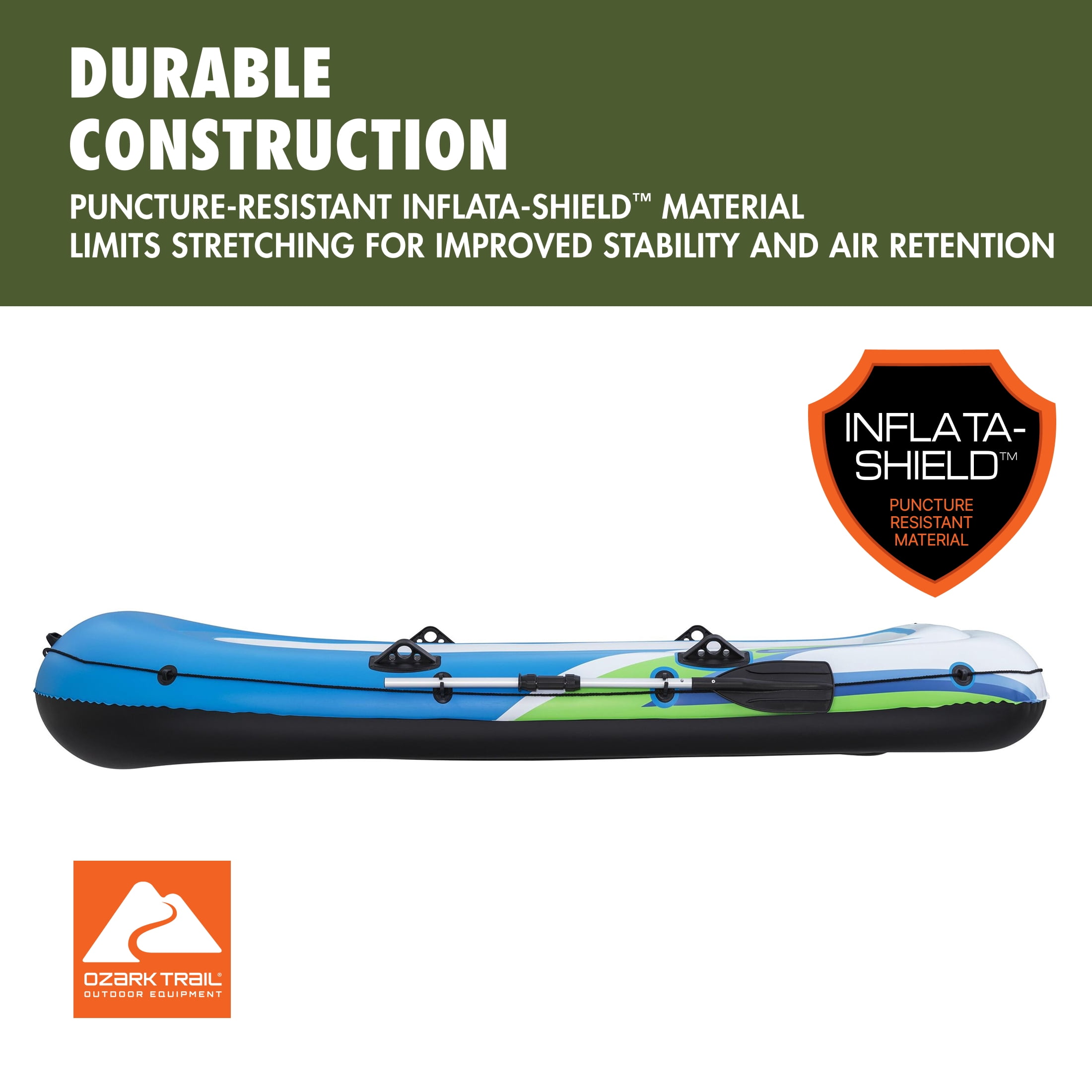 Ozark Trail 4-Person Inflatable Recreational Raft Set 9'10" x 50"