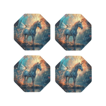 

Leather Coasters with Heat-resistant for Drinks Forest Lake White Horse -标题2 Octagon