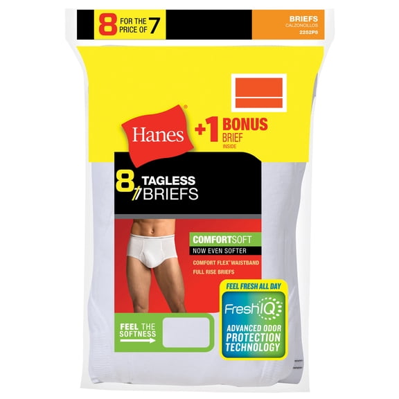 Hanes Men's ComfortSoft Cotton Briefs, White (8 Pack)
