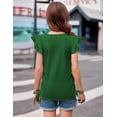 thumbnail image 7 of Arshiner Cute Shirts for Girls Girls Summer Tops Short Sleeve Ruched Knot Side Casual Loose Spring and Summer Tops Tee Blouse Green 9-10 Years, 7 of 7